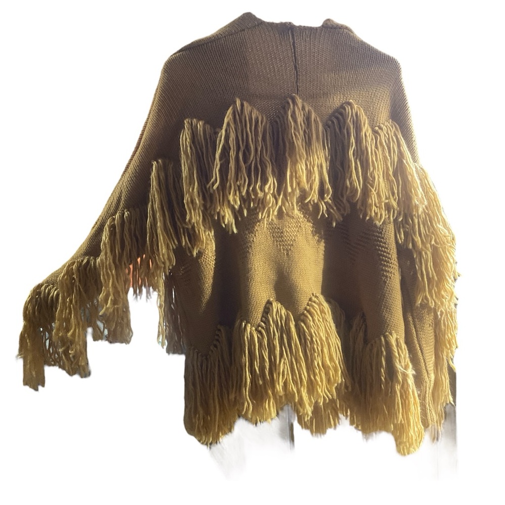 Main Strip Mustard Yellow Fringe Cardigan - Picture 2 of 3